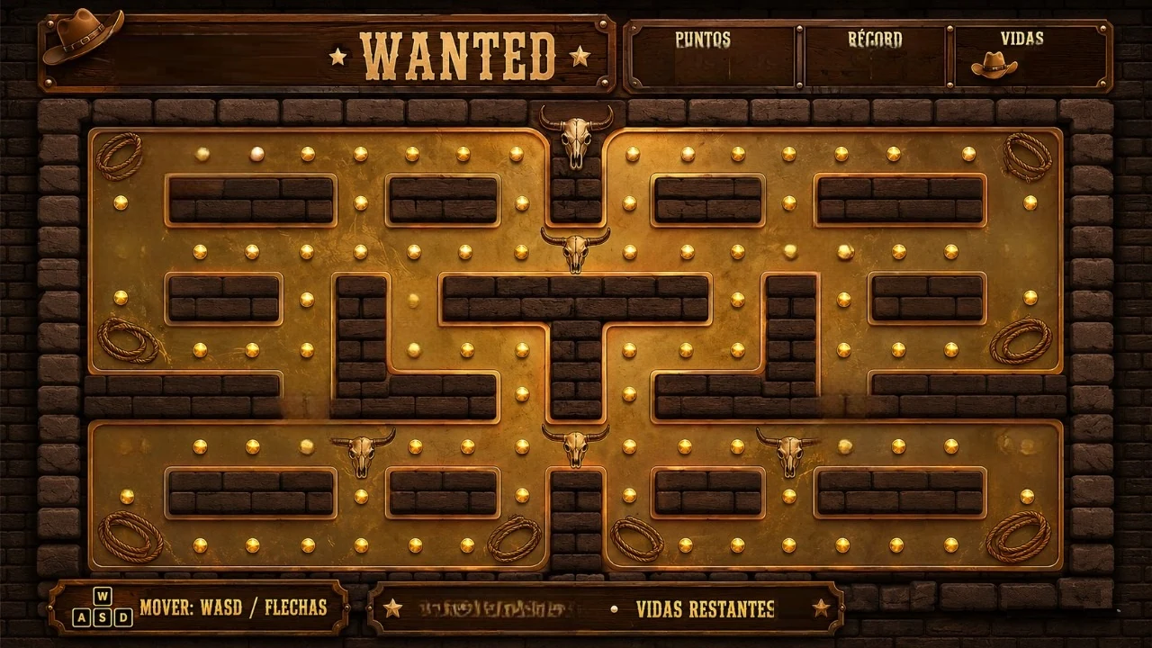 WANTED Western arcade game board